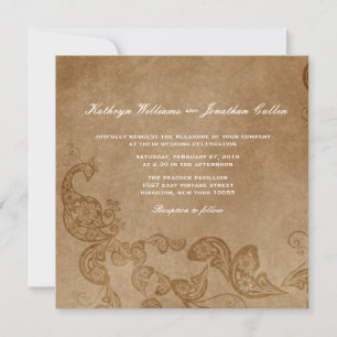 Chic Floral White Peacock Wedding Invite Kaart