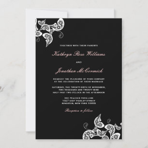  Chic Floral White Peacock Wedding Invite Kaart