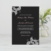  Chic Floral White Peacock Wedding Invite Kaart (Staand voorkant)