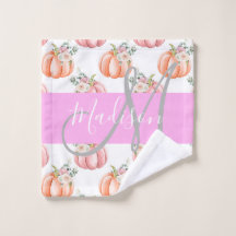 Chic Floral White Pink Peach Pumpkin Monogram Naam