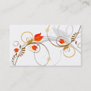 Chic Floral White Red Visitekaartje