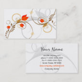Chic Floral White Red Visitekaartje (Voorkant / Achterkant)
