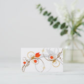 Chic Floral White Red Visitekaartje (Staand voorkant)