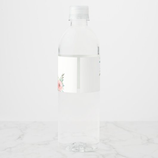 Chic Floral Woodland Animals Baby shower Verjaarda Waterfles Etiket (Achterkant)