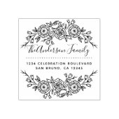 Chic Floral Wreath | Aangepast adres voor terugzen Rubberstempel (Afrduk)