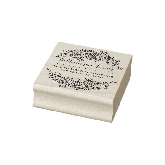 Chic Floral Wreath | Aangepast adres voor terugzen Rubberstempel (Stempel)