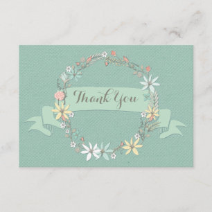 Chic Floral Wreath Banner Hartelijk dank Bedankkaart