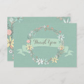 Chic Floral Wreath Banner Hartelijk dank Bedankkaart (Voorkant / Achterkant)