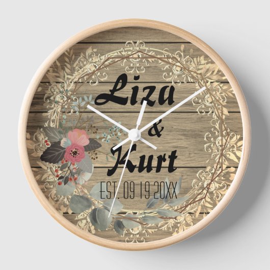 Chic Floral Wreath Rustic Wedding (Voorkant)