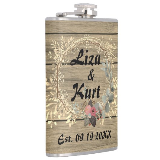 Chic Floral Wreath Rustic Wedding    Heupfles (Rechts)