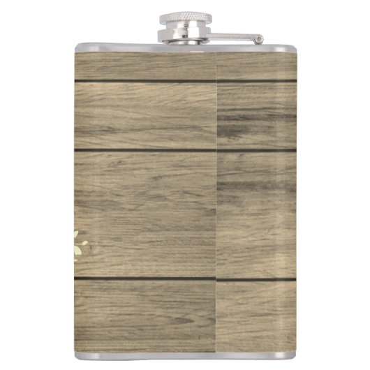 Chic Floral Wreath Rustic Wedding Heupfles (Achterkant)