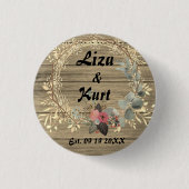 Chic Floral Wreath Rustic Wedding Ronde Button 3,2 Cm (Voorkant)