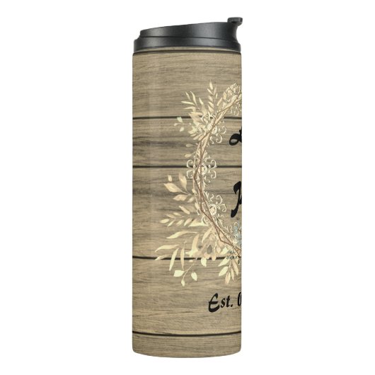 Chic Floral Wreath Rustic Wedding Thermosbeker (Gedraaid links)