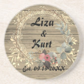 Chic Floral Wreath Rustic Wedding Zandsteen Onderzetter (Voorkant)