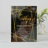 Chic Floral Wreath Wedding Folie Uitnodiging (Staand Voorkant)