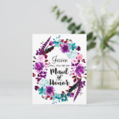 Chic Floral Wreath, word je mijn bruidsmeisje Kaart (Staand voorkant)