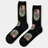 Chic Floral Wreator met foto's Pet Cat Black Sokken (Links)