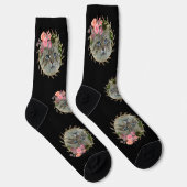 Chic Floral Wreator met foto's Pet Cat Black Sokken (Rechts)