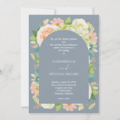 Chic Florals Bruiloft Alles in een Stoffig Blauw Kaart (Voorkant)