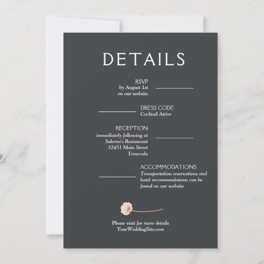 Chic Florals Dark Wedding All in One Invites (Achterkant)