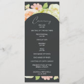Chic Florals Dark Wedding Ceremony Programmakaart (Voorkant)