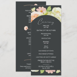 Chic Florals Dark Wedding Ceremony Programmakaart