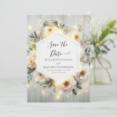 Chic Florals Mason Jar Wedding Save The Date (Staand voorkant)