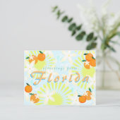 Chic  Florida Sun Oranje bloesbloemen Briefkaart (Staand voorkant)