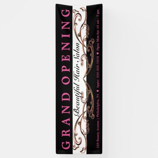 Chic Flourish Beauty Salon Boutique Grand Opening Spandoek (Verticaal)
