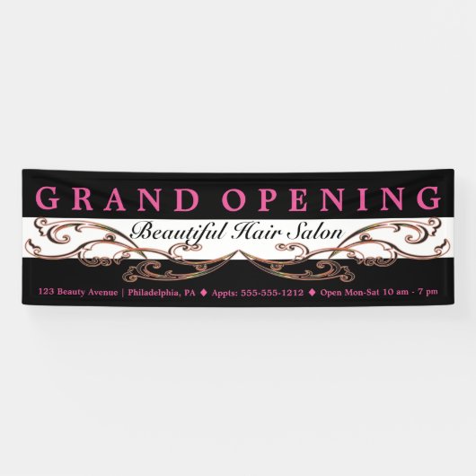 Chic Flourish Beauty Salon Boutique Grand Opening Spandoek (Horizontaal)