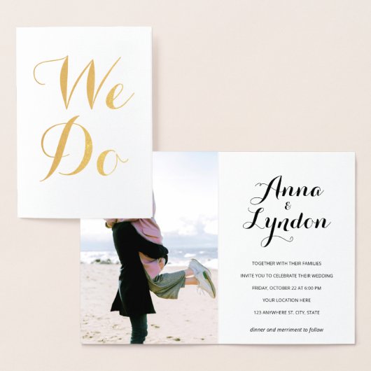 Chic Flourish | Gouden Huwelijksfoto Folie Kaarten (Display)