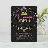 Chic Flourish Quinceanera Birthday Party Kaart (Staand voorkant)