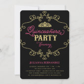 Chic Flourish Quinceanera Birthday Party Kaart (Voorkant)