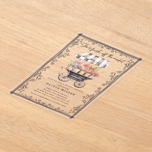 Chic Flower Cart Bruids Douche Uitnodiging (Laagn)