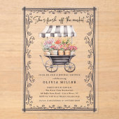 Chic Flower Cart Bruids Douche Uitnodiging (Voorkant)