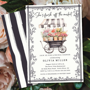Chic Flower Cart Bruids Douche Uitnodiging
