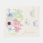 Chic Flowers and Butterflies Fleece Blanket Deken (Voorkant (Horizontaal))