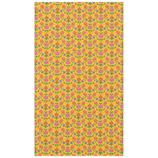 Chic Flowers and Polka Dots on Yellow Tablecloth Tafelkleed (Voorkant)