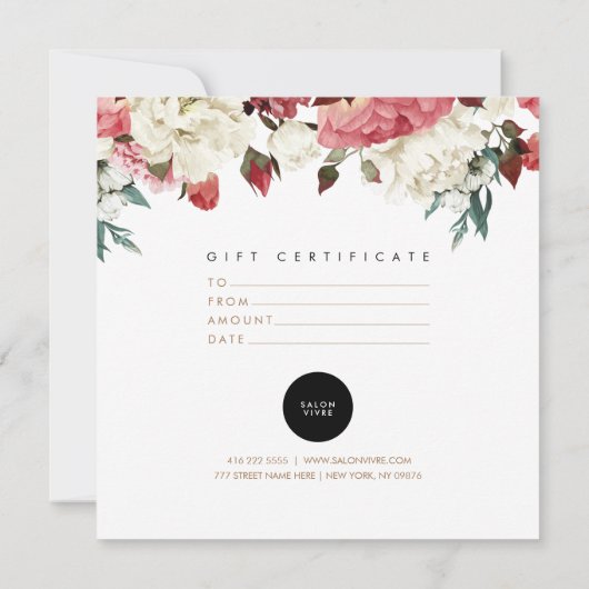 Chic Flowers and Stripes Salon Cadeaubon (Achterkant)