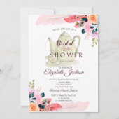 Chic Flowers Feather Teapot Vrijgezellenfeest Kaart (Voorkant)