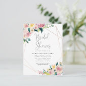 Chic Flowers Greenery Gold Geometrisch Vrijgezelle Uitnodiging Briefkaart (Staand voorkant)