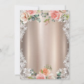 Chic Flowers, Lace, Tiara Quinceañera Kaart (Achterkant)