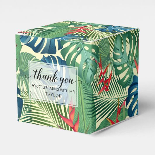 Chic Flowers Palms Monstera Dank u Bedankdoosjes (Voorkant Zijde)