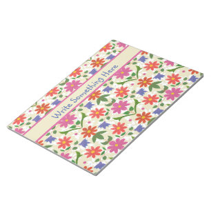 Chic Flowers, Polka Dots op Ecru Notitieblok of Jo