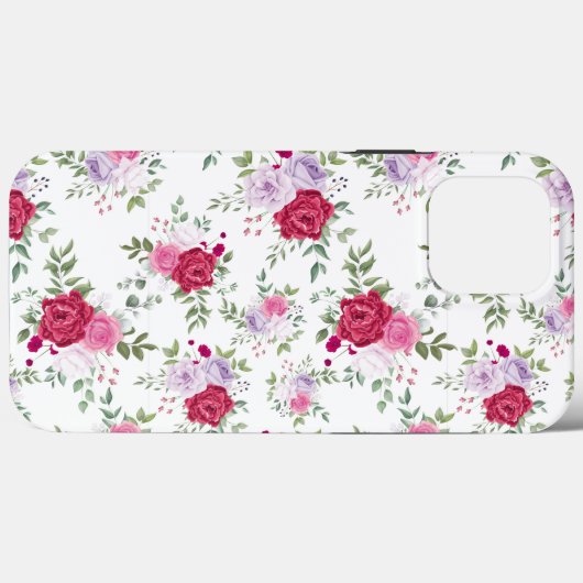 Chic Flowers Roze en rood Botanisch Stijlvol Case-Mate iPhone Case (Achterkant (horizontaal))