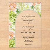 Chic Flowers Sage Green Arch bruiloft Acryl Uitnodigingen (Voorkant)