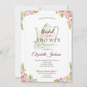 Chic Flowers Teapot Vrijgezellenfeest Kaart (Voorkant)