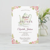 Chic Flowers Teapot Vrijgezellenfeest Kaart (Staand voorkant)