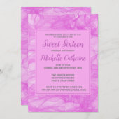 Chic Flowy Pink Sweet 16 Uitnodiging (Voorkant / Achterkant)