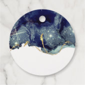 Chic Fluid Abstract Ink Gold Navy Glitter Wedding Bedankjes Labels (Achterkant)
